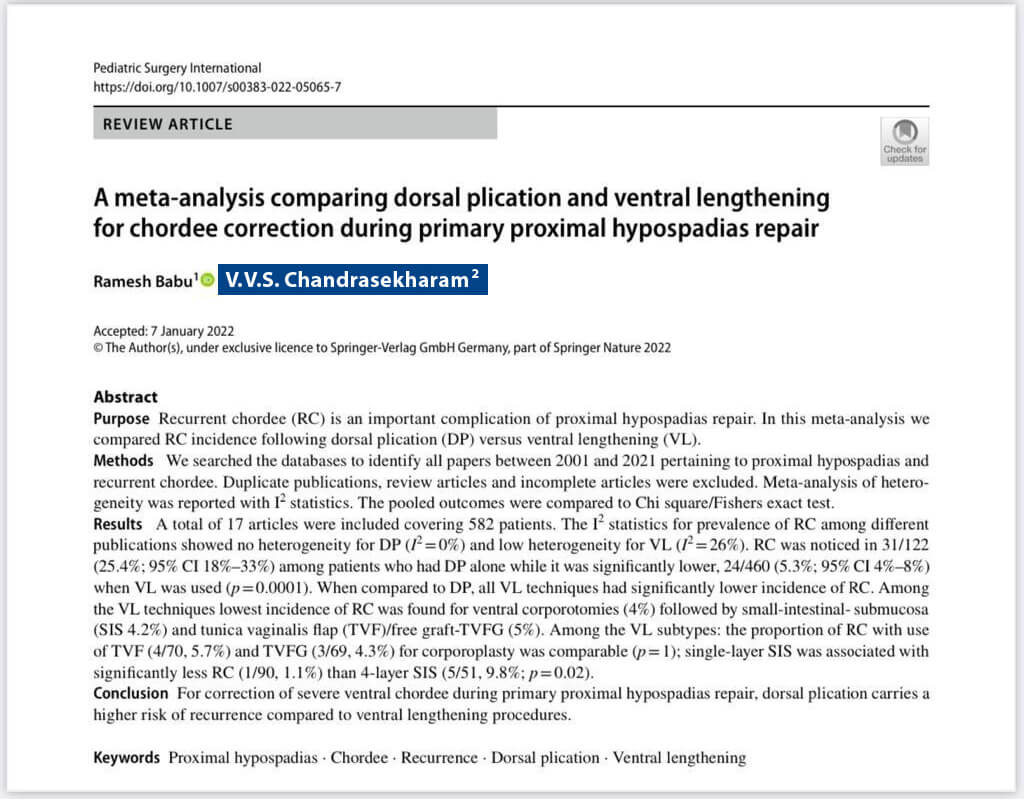 Meta-analysis comparing the outcomes of single stage (foreskin pedicled tube) versus two stage (foreskin free graft & foreskin pedicled flap) repair for proximal hypospadias in the last decade.